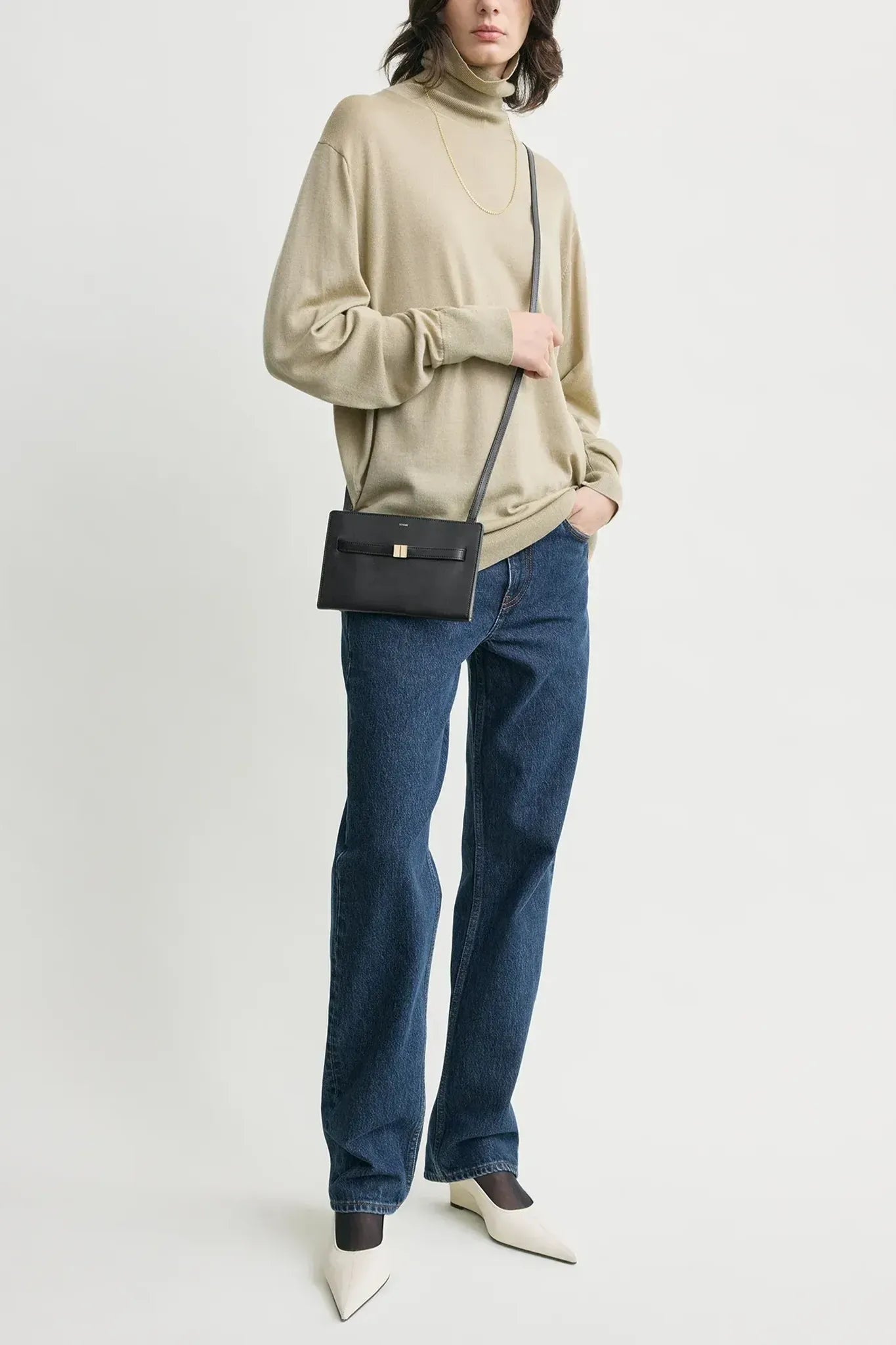 Tasche Belted Leather Cross-Body in Black