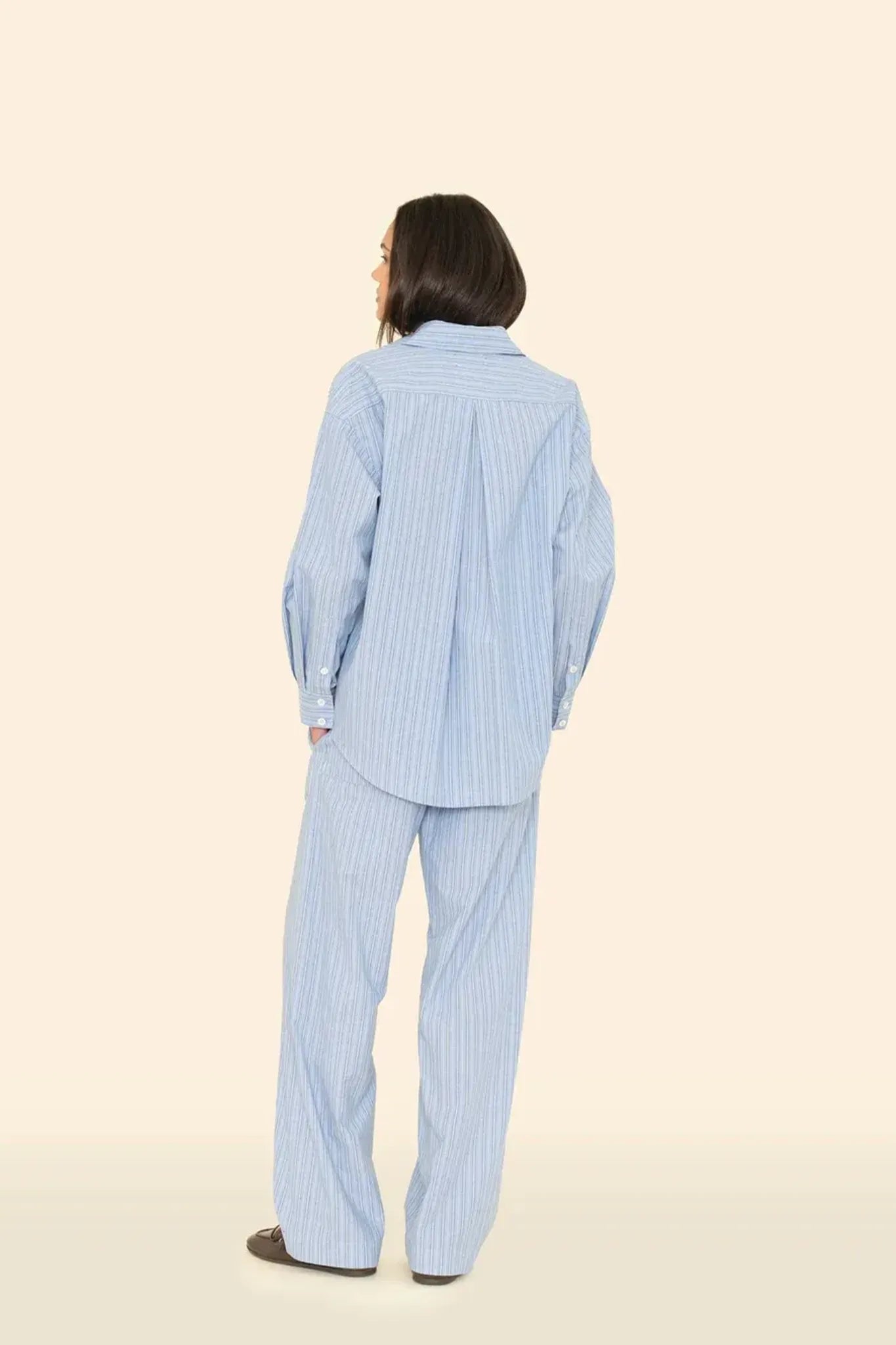 Shirt Hayven in Chambray Teal Stripe