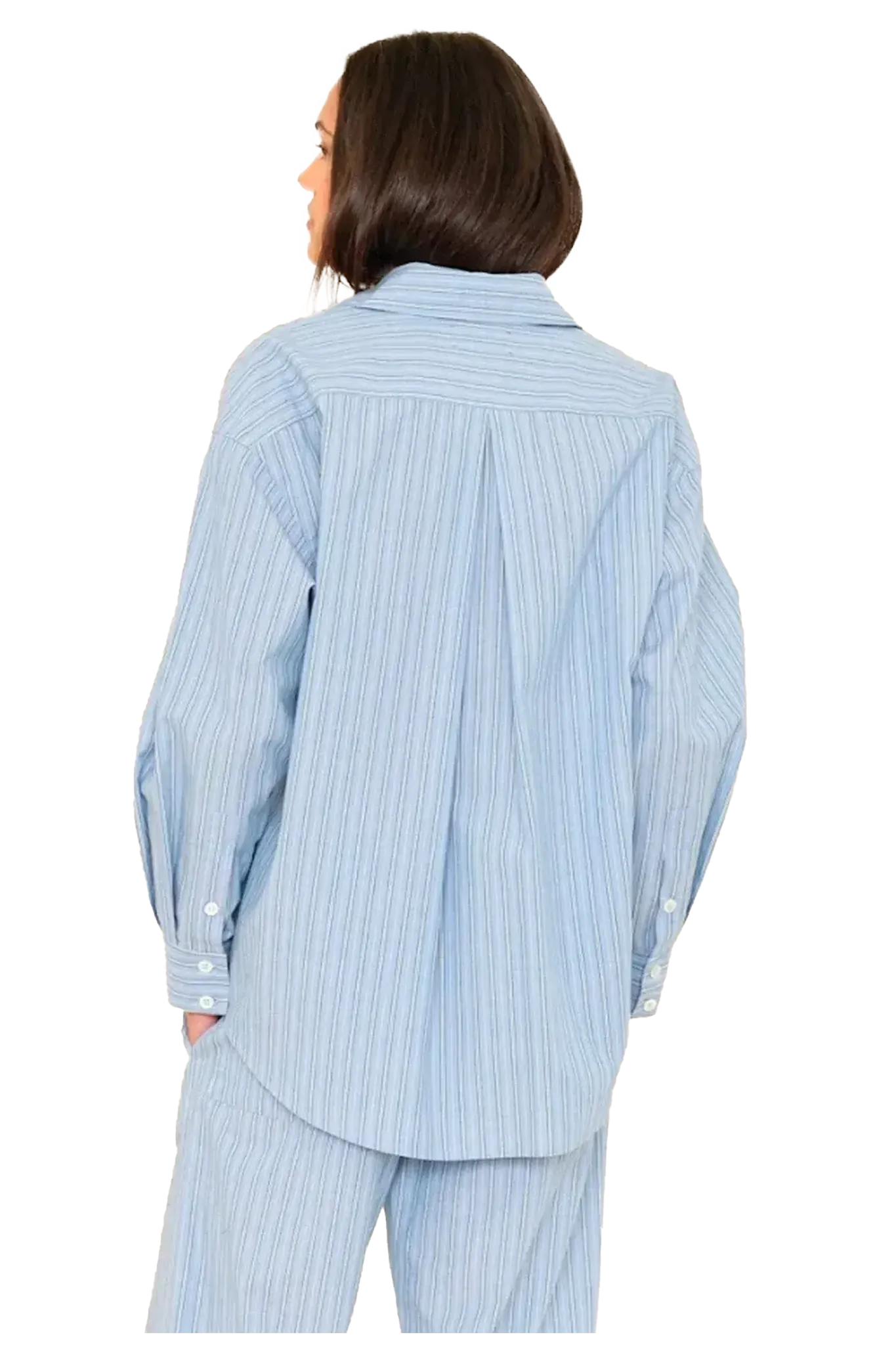 Shirt Hayven in Chambray Teal Stripe