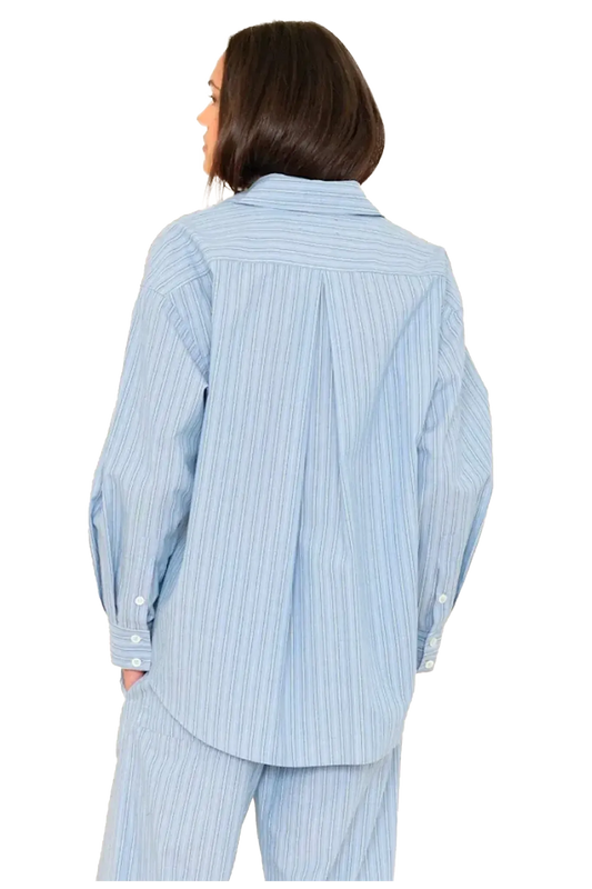 Shirt Hayven in Chambray Teal Stripe