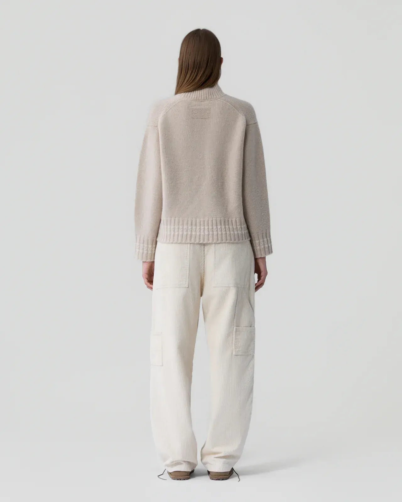 Pullover Tipped Cozy Turtleneck  in Sandstone/Cream